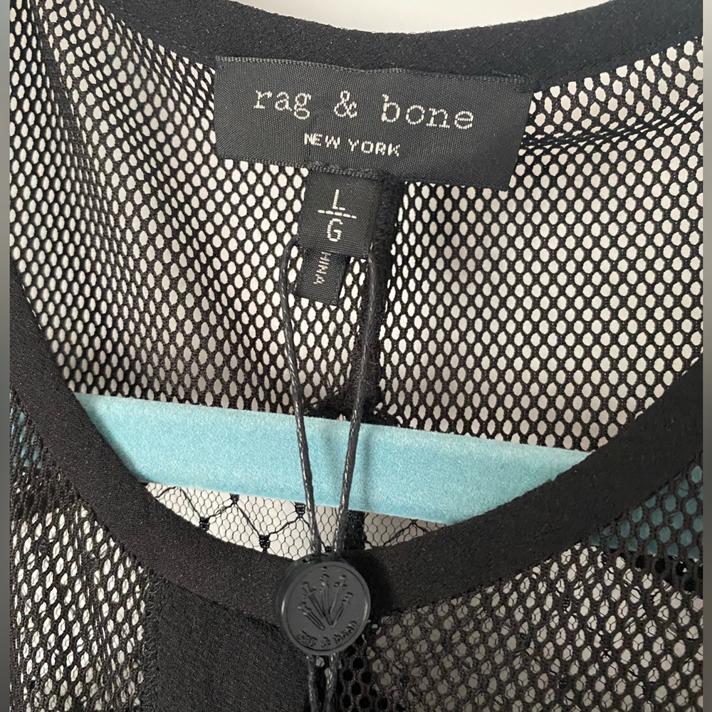 rag & bone Tommi Sheer Silk Dobby Shirt - NWT size L mixed media blouse - Picture 5 of 13